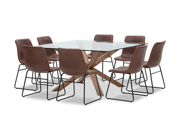PROMENADE 9 PIECE DINING SUITE WITH LOIRE DINING CHAIRS TAN