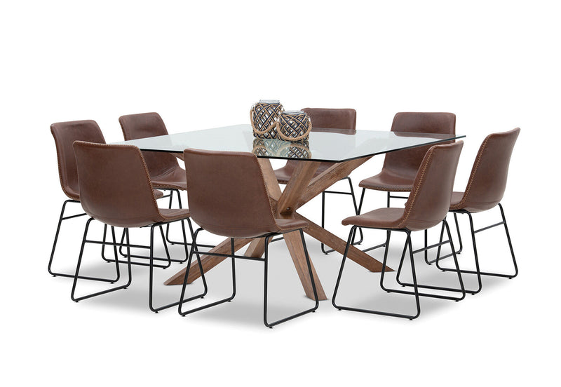 PROMENADE 9 PIECE DINING SUITE WITH LOIRE DINING CHAIRS TAN