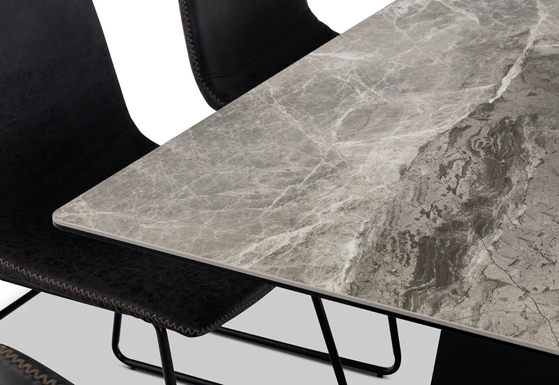 MILAS 7 PIECE DINING SUITE WITH LOIRE DINING CHAIRS  BLACK