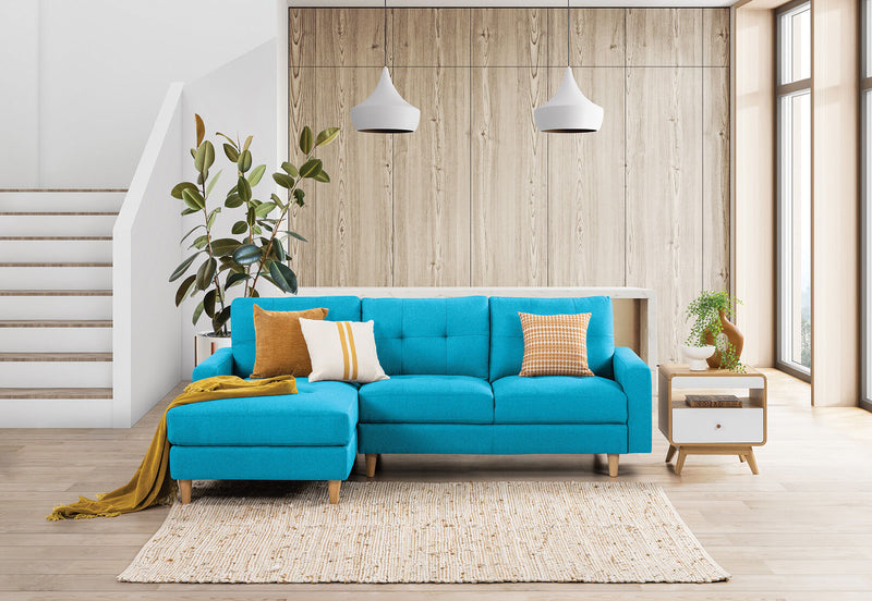 KELLER FABRIC 3 SEAT LHF CHAISE PACIFIC BLUE