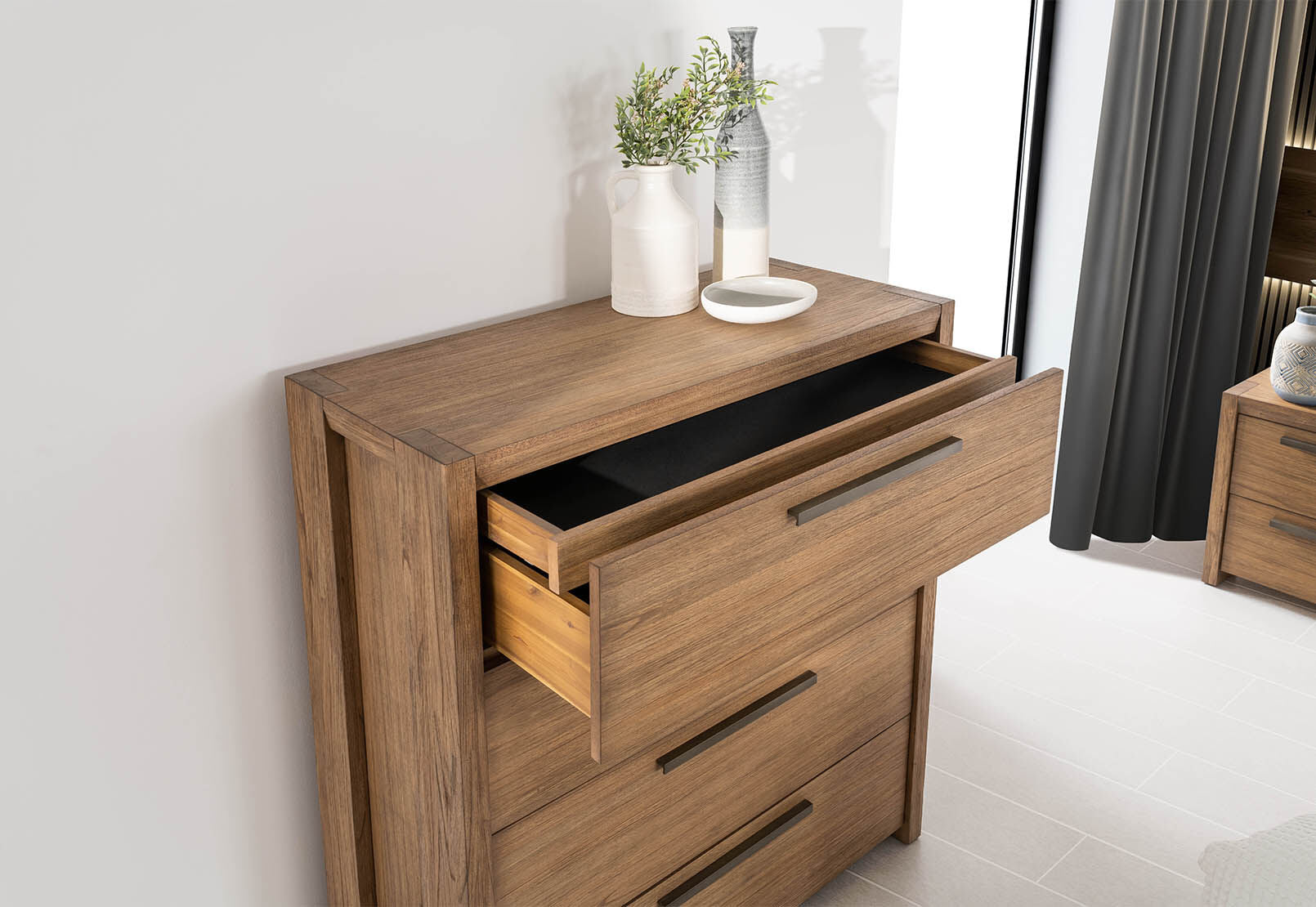ROMULUS 4 DRAWER TALL CHEST WALNUT