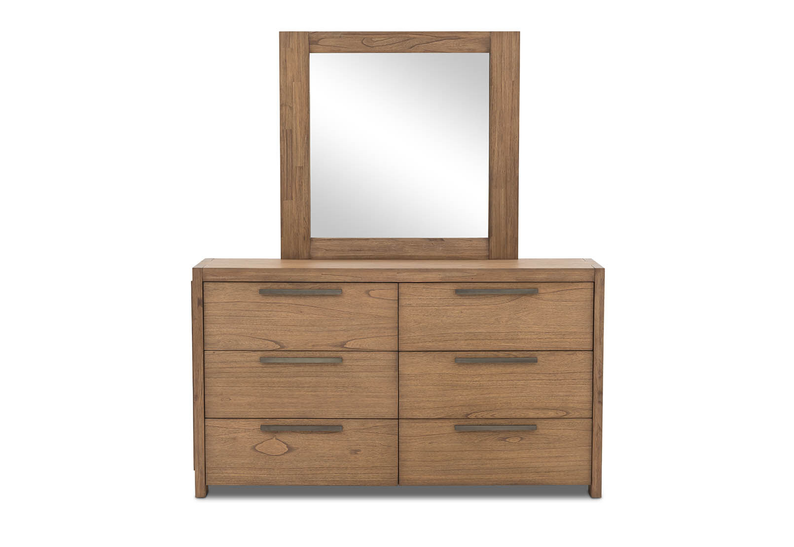 ROMULUS 6 DRAWER DRESSER WITH MIRROR WALNUT