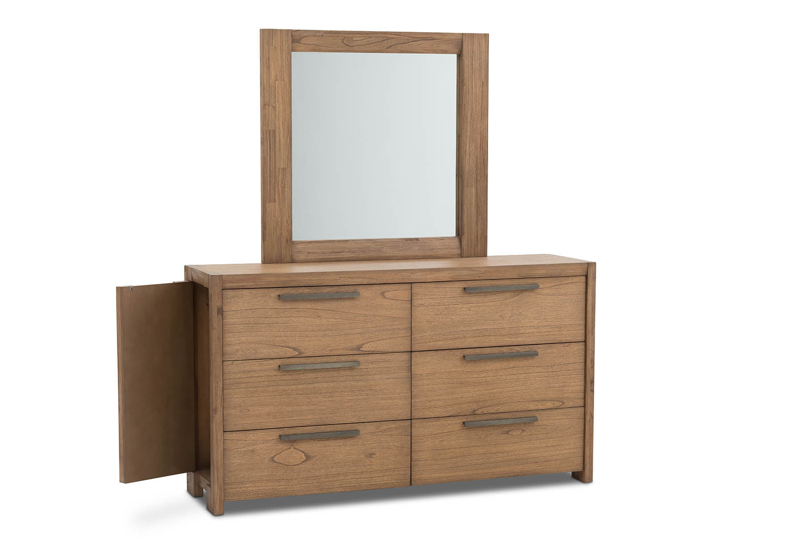 ROMULUS 6 DRAWER DRESSER WITH MIRROR WALNUT