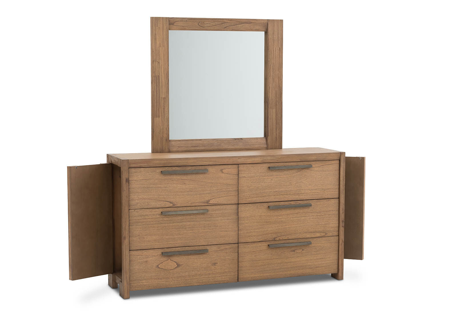 ROMULUS 6 DRAWER DRESSER WITH MIRROR WALNUT
