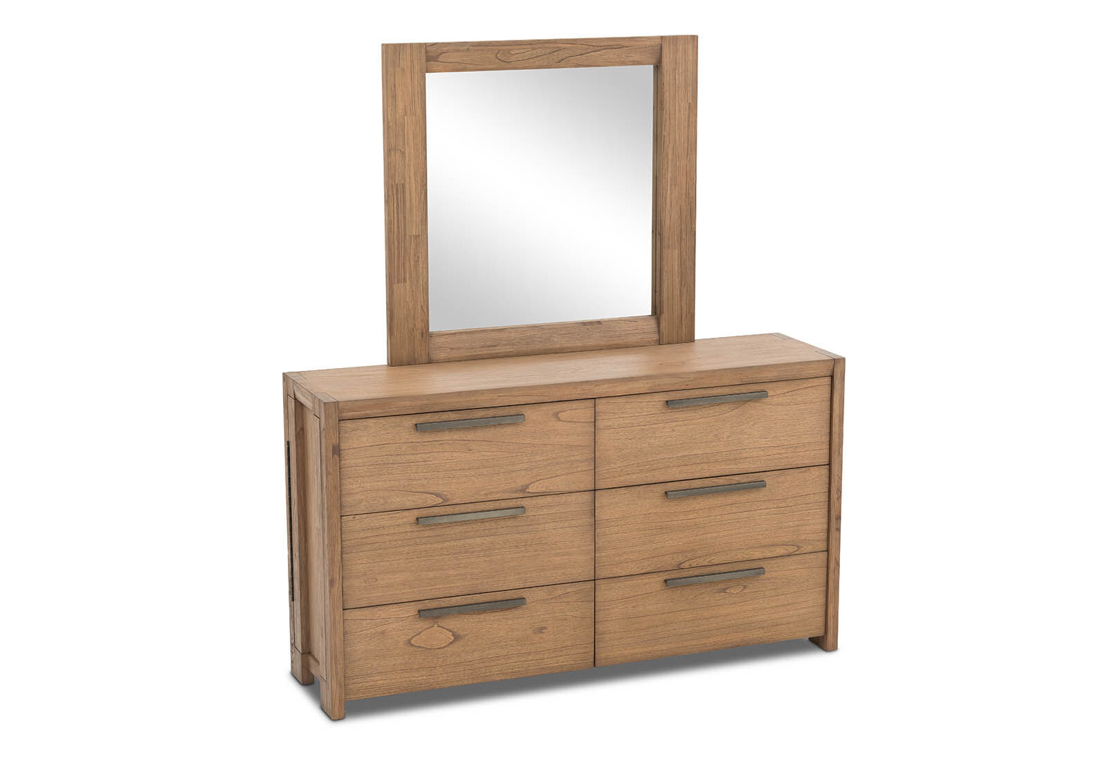 ROMULUS 6 DRAWER DRESSER WITH MIRROR WALNUT