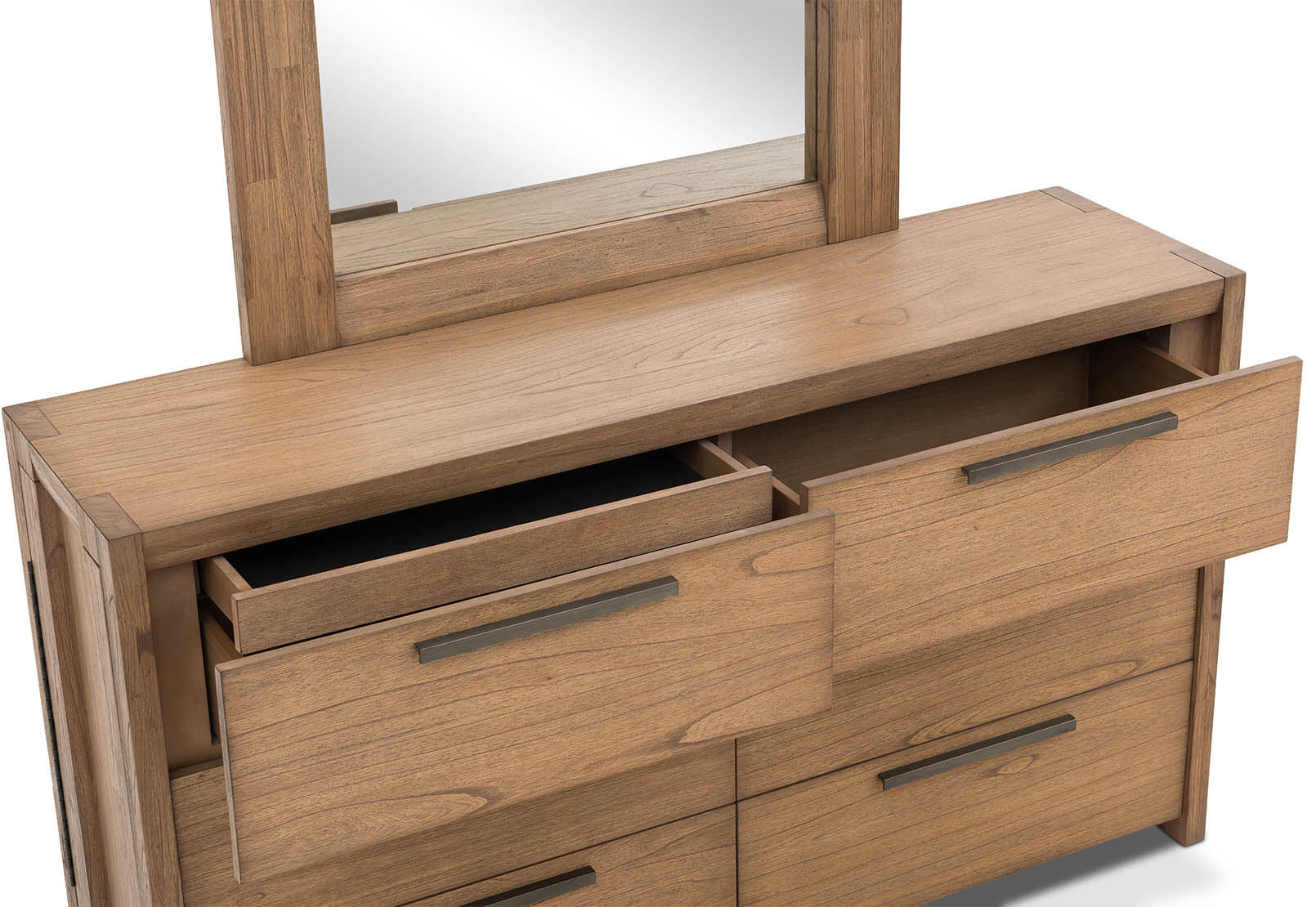 ROMULUS 6 DRAWER DRESSER WITH MIRROR WALNUT