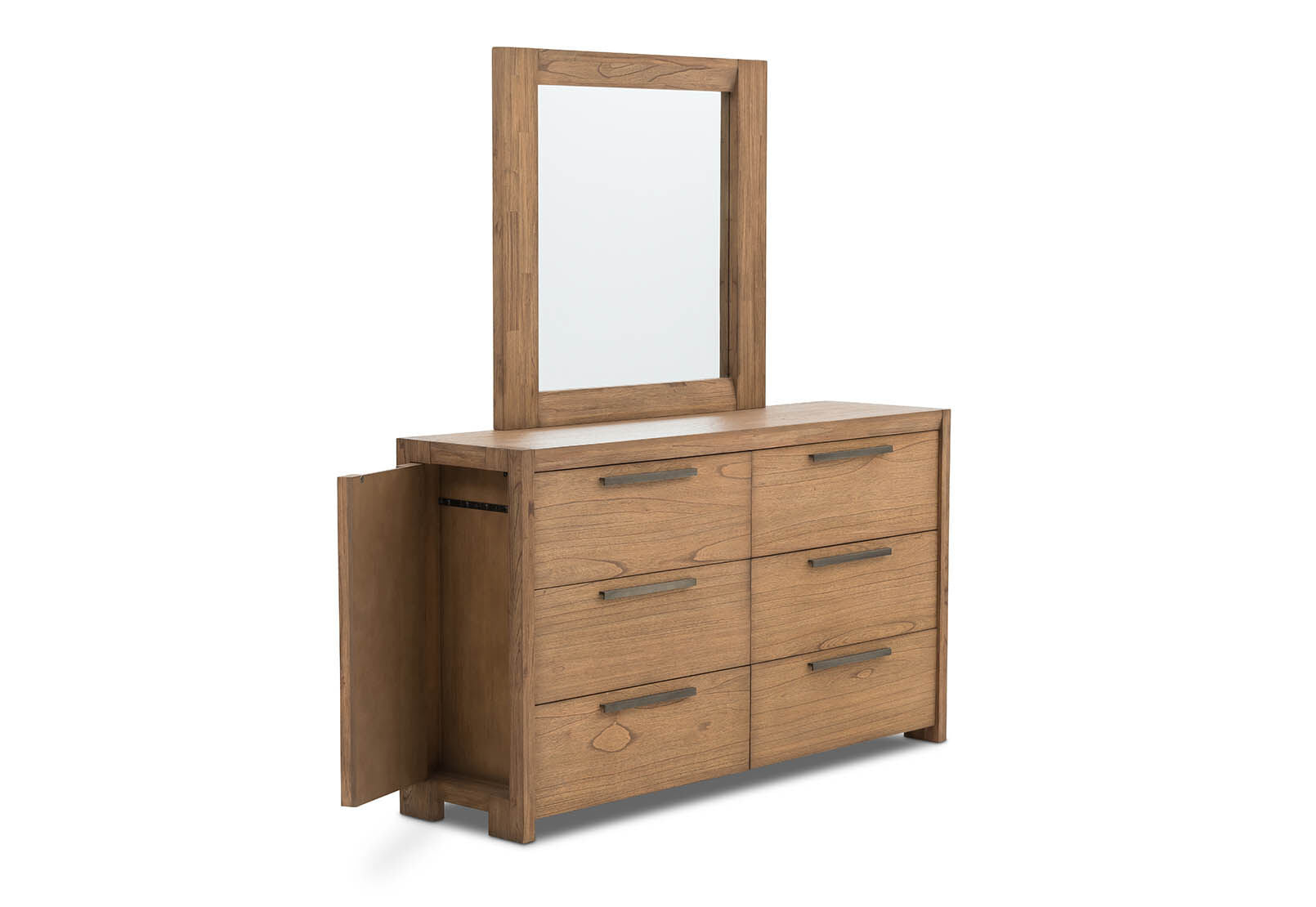 ROMULUS 6 DRAWER DRESSER WITH MIRROR WALNUT