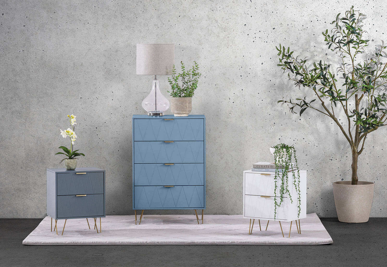 DORSEY 4 DRAWER TALL CHEST BLUE SLATE