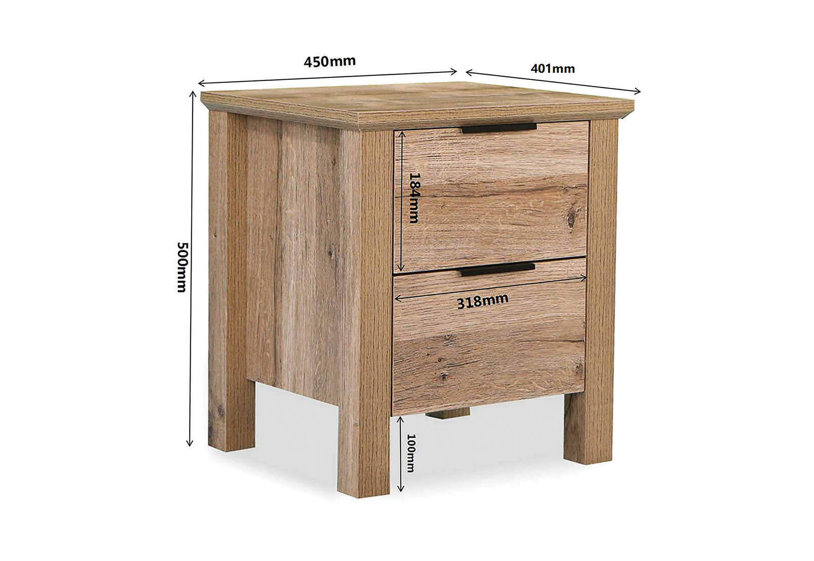 BRADSHAW 2 DRAWER BEDSIDE NATURAL
