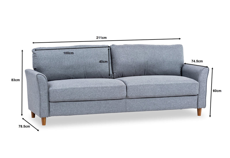 STRICKLAND DARK GREY 3 SEAT SOFA DARK GREY