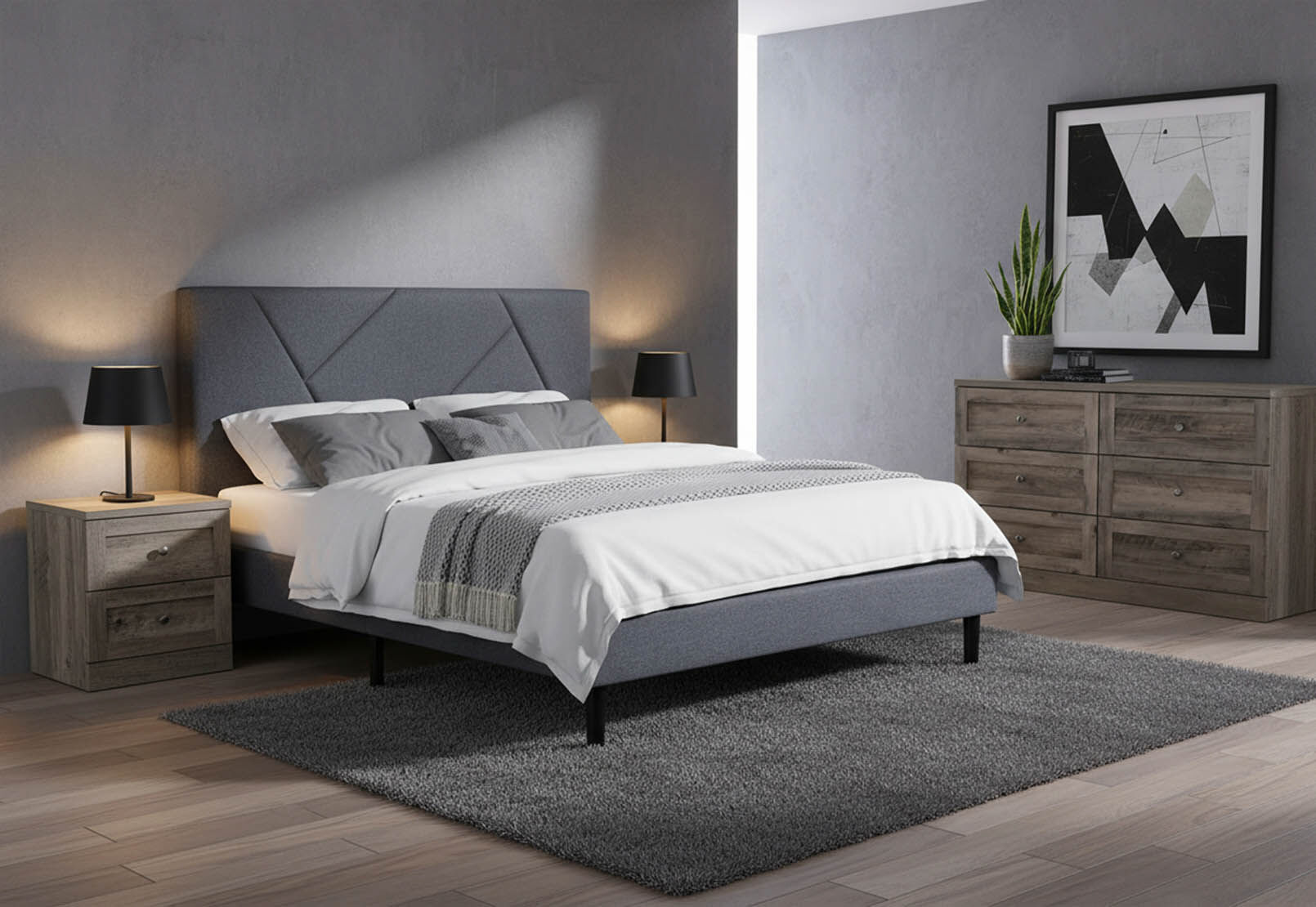 FRAZIER DARK GREY DOUBLE BED DARK GREY