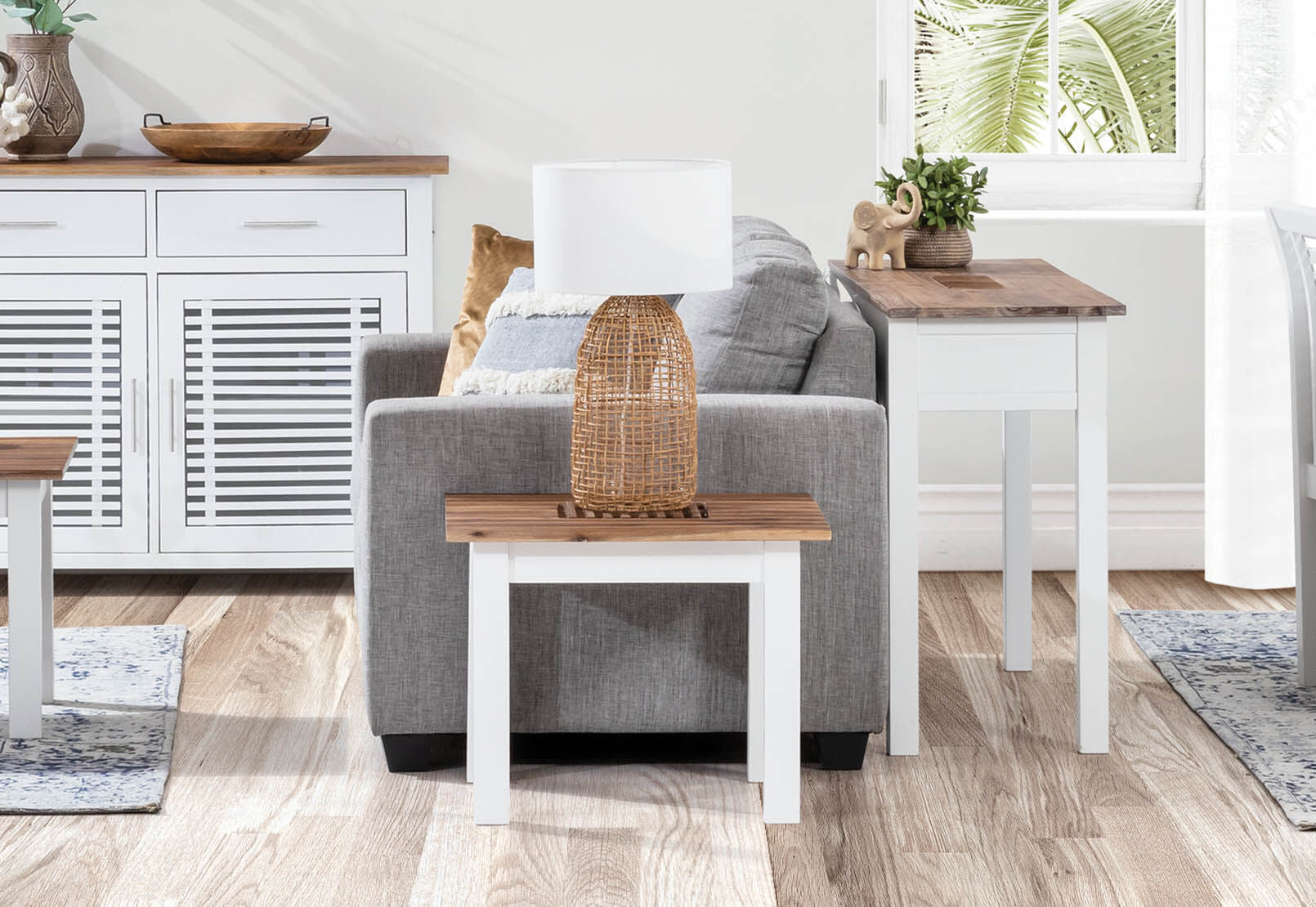 SANTO ANDRE SOFA TABLE WHITE/PEWTER