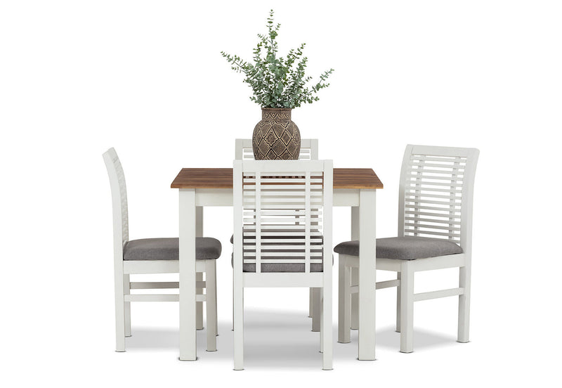 SANTO ANDRE 5 PIECE DINING SUITE WHITE/PEWTER