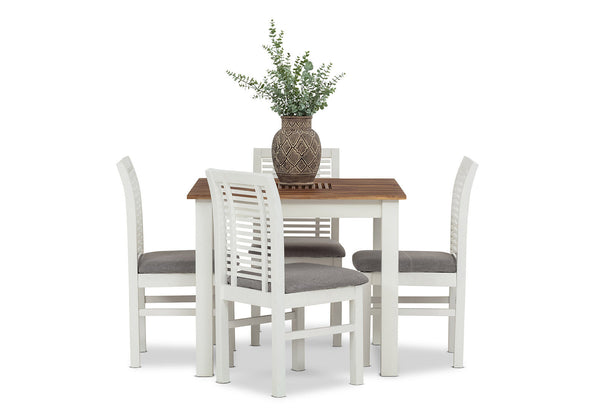 SANTO ANDRE 5 PIECE DINING SUITE WHITE/PEWTER