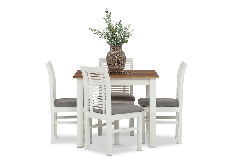 SANTO ANDRE 5 PIECE DINING SUITE WHITE/PEWTER