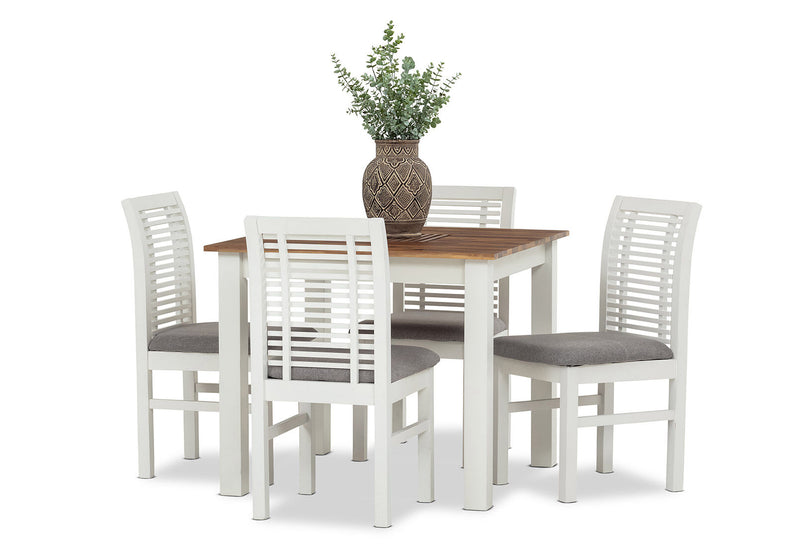 SANTO ANDRE 5 PIECE DINING SUITE WHITE/PEWTER