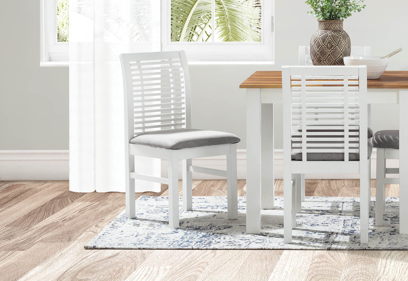 SANTO ANDRE 5 PIECE DINING SUITE WHITE/PEWTER