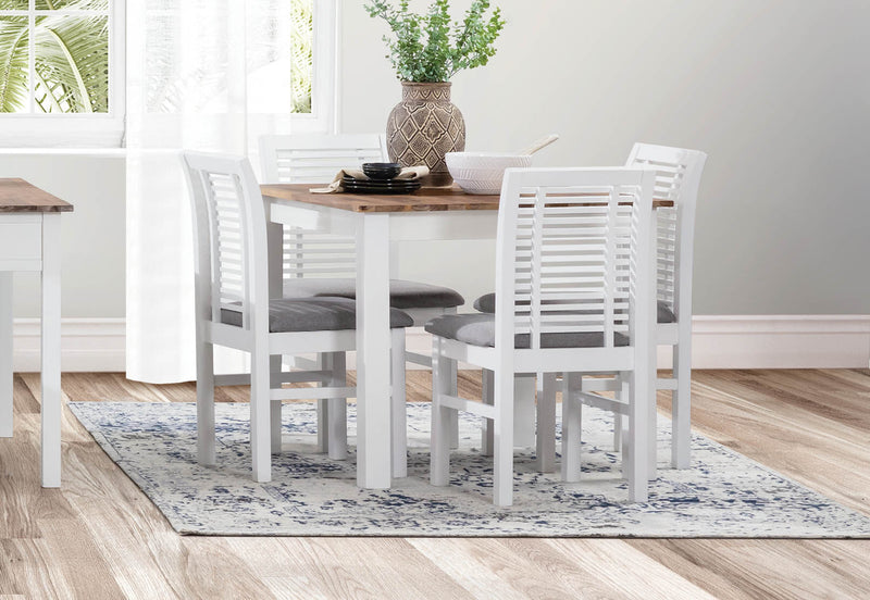 SANTO ANDRE 5 PIECE DINING SUITE WHITE/PEWTER