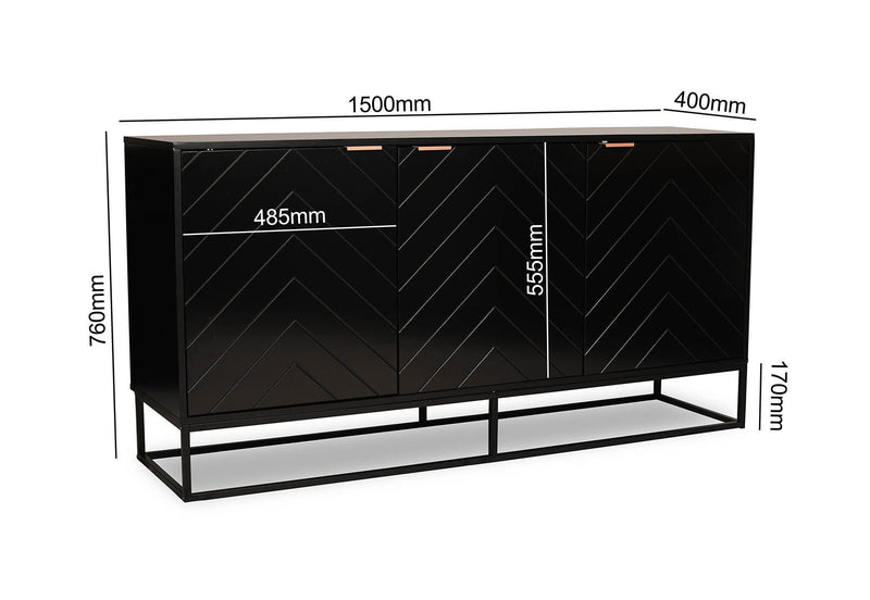 HARDING BLACK 3 DOOR BUFFET BLACK