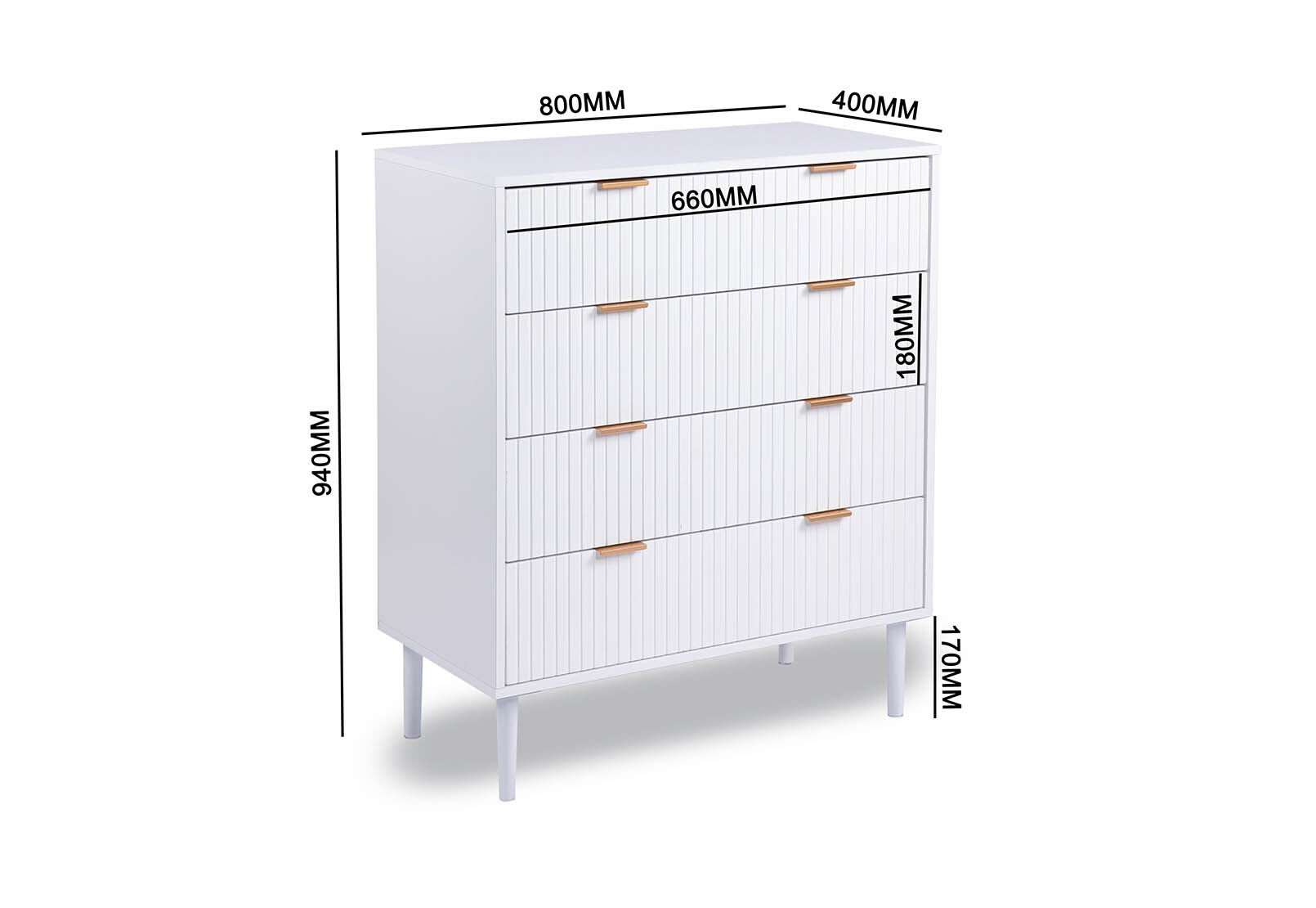 HENSLEY WHITE 4 DRAWER TALL CHEST WHITE