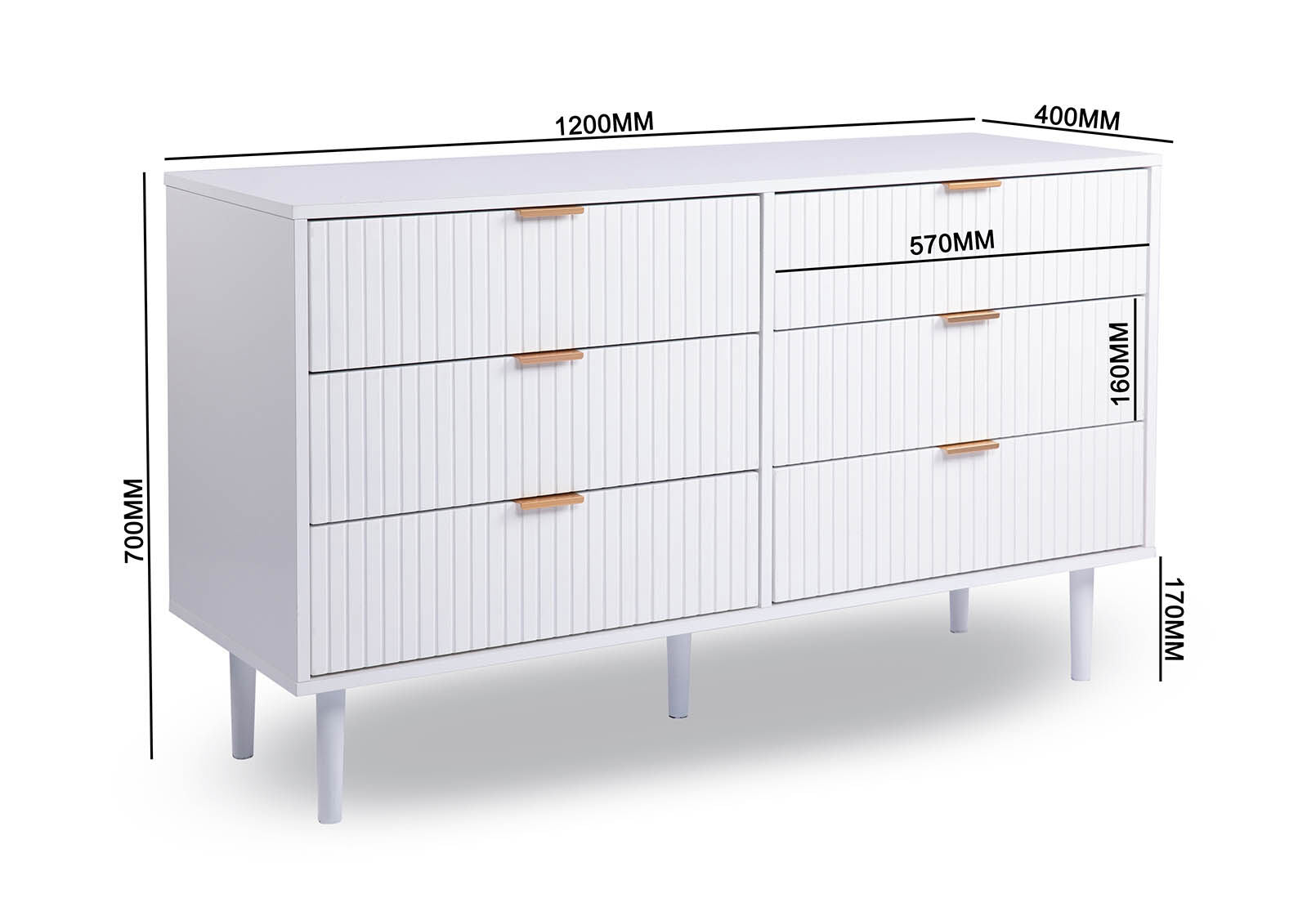 HENSLEY WHITE 6 DRAWER DRESSER WHITE