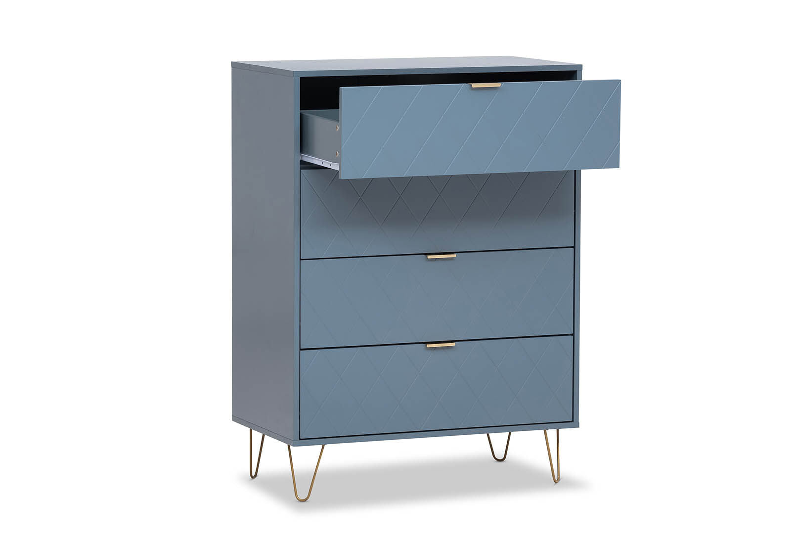 DORSEY BLUE SLATE 4 DRAWER WIDE TALL CHEST BLUE SLATE