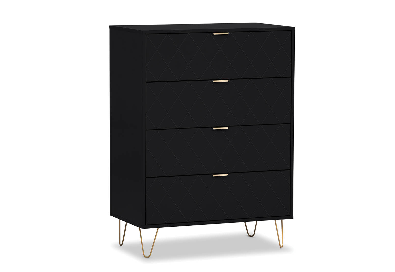 DORSEY BLACK 4 DRAWER WIDE TALL CHEST BLACK