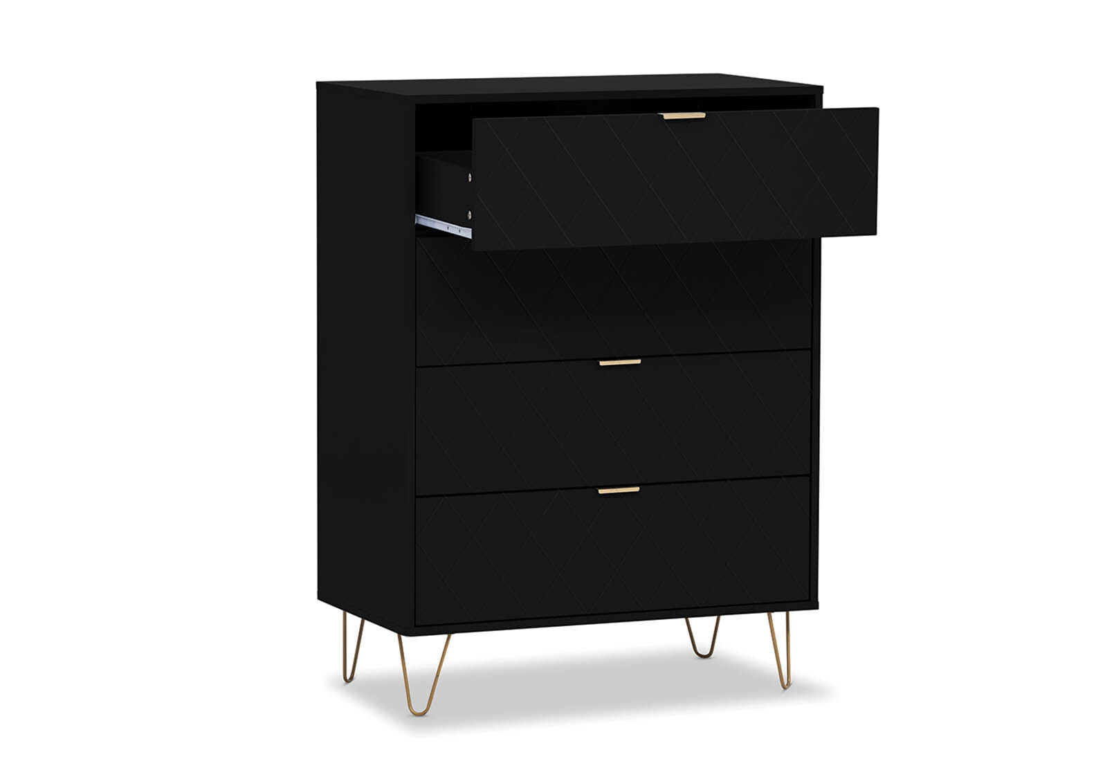 DORSEY BLACK 4 DRAWER WIDE TALL CHEST BLACK