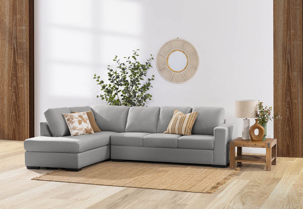 KIRBY FABRIC 4 SEAT LEFT HAND FACING CHAISE LIGHT GREY