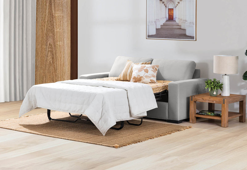 KIRBY FABRIC 3 SEAT SOFA BED LIGHT GREY