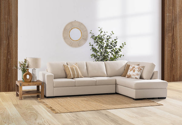 KIRBY FABRIC 4 SEAT RIGHT HAND FACING CHAISE CREAM