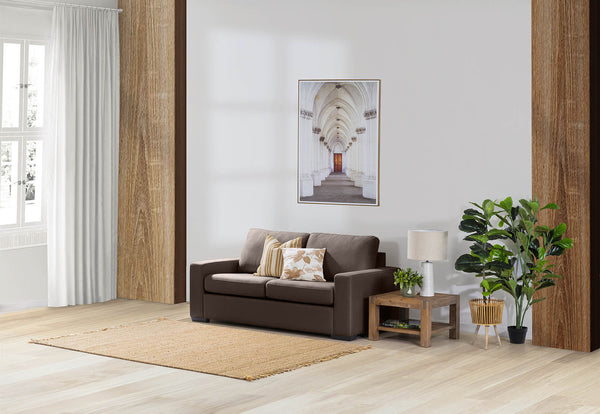 KIRBY FABRIC 3 SEAT SOFA BED COFFEE