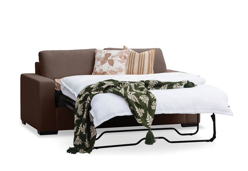 KIRBY FABRIC 3 SEAT SOFA BED COFFEE