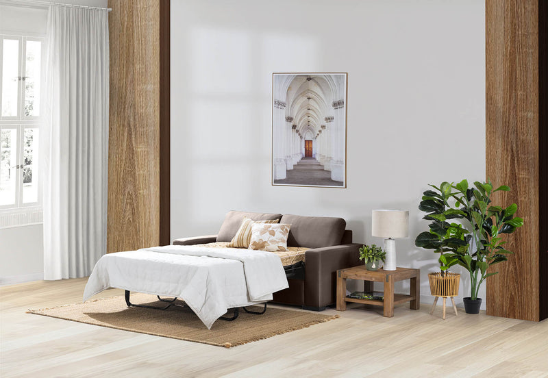 KIRBY FABRIC 3 SEAT SOFA BED COFFEE