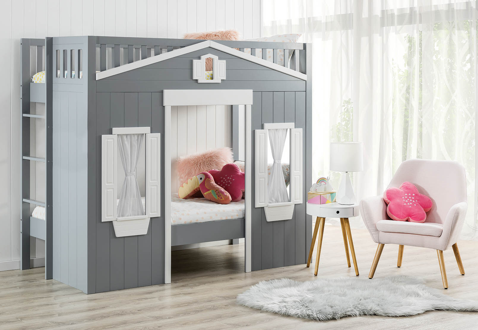 NAMIKA LOFT BUNK BED GREY/WHITE