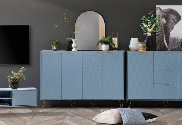DORSEY BLUE SLATE 4 DOOR BUFFET BLUE SLATE