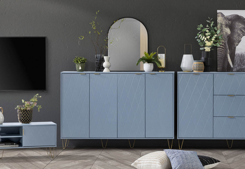 DORSEY BLUE SLATE 4 DOOR BUFFET BLUE SLATE