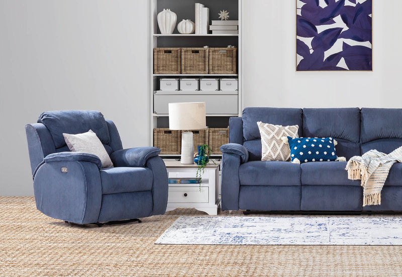 WELSH FABRIC ELECTRIC RECLINER DARK BLUE