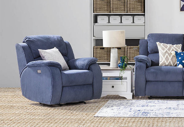 WELSH FABRIC ELECTRIC RECLINER DARK BLUE