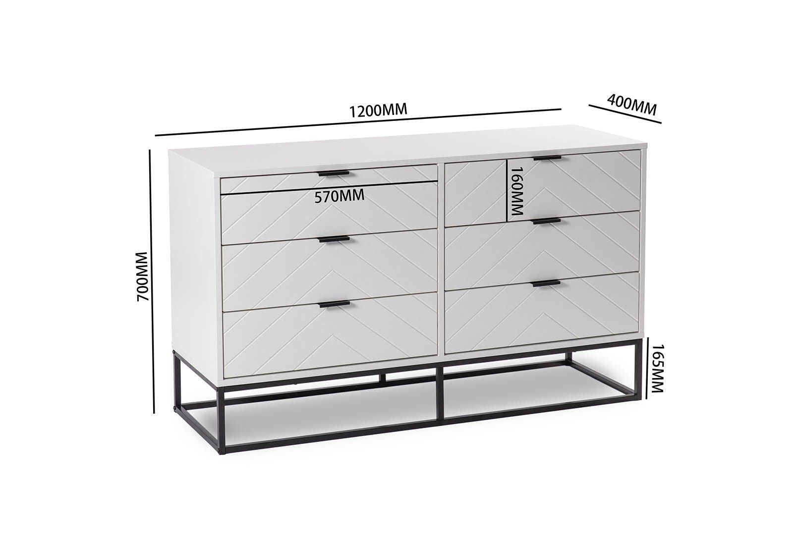 HARDING WHITE 6 DRAWER DRESSER WHITE