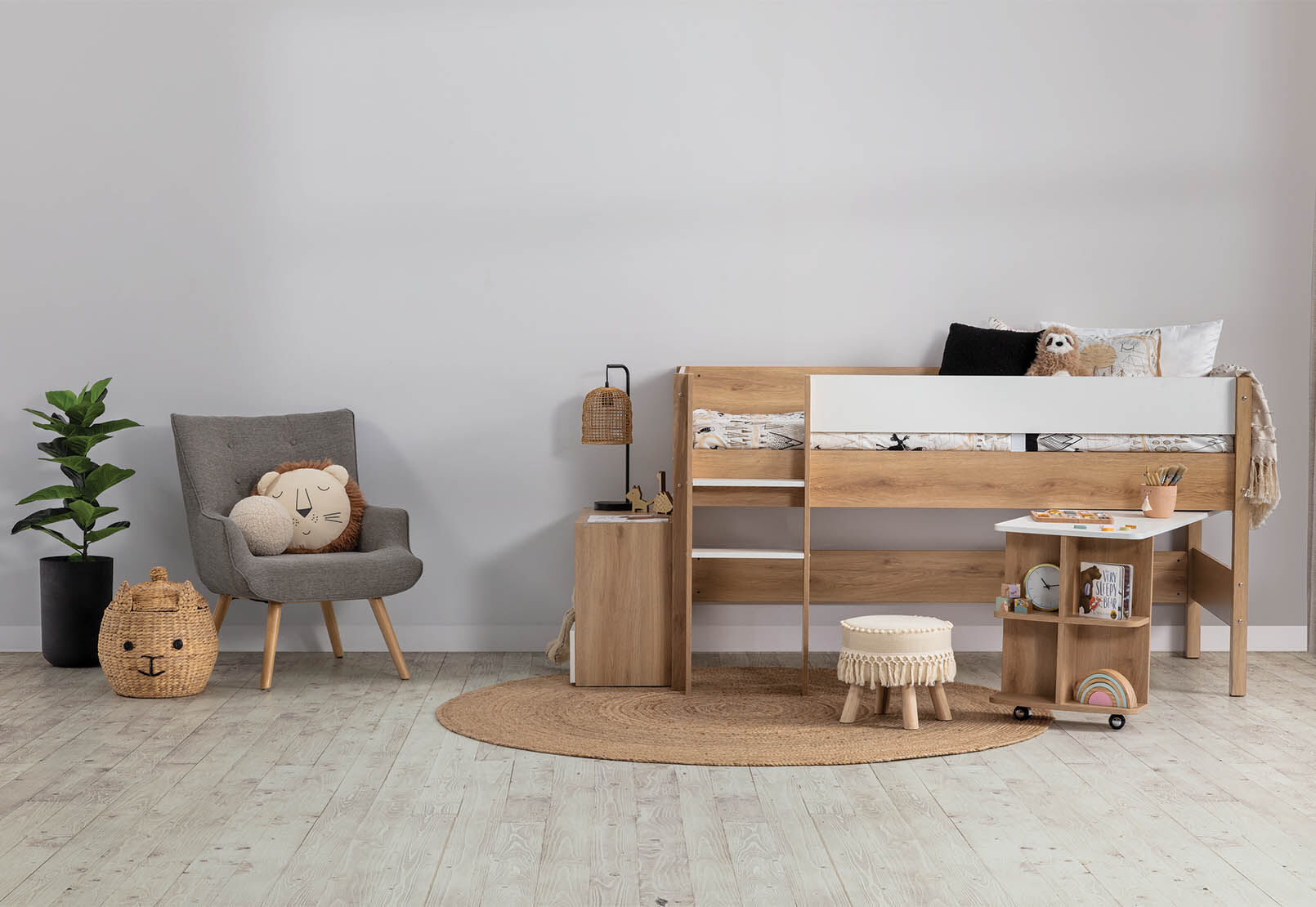 AKUNA LOFT BED WHITE/NATURAL