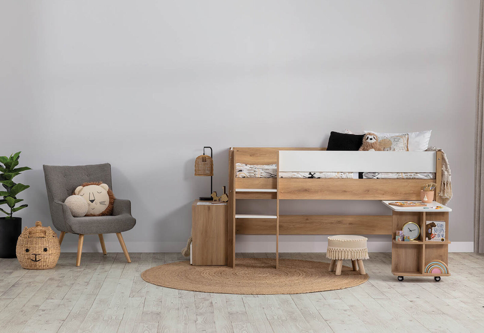 AKUNA LOFT BED WHITE/NATURAL
