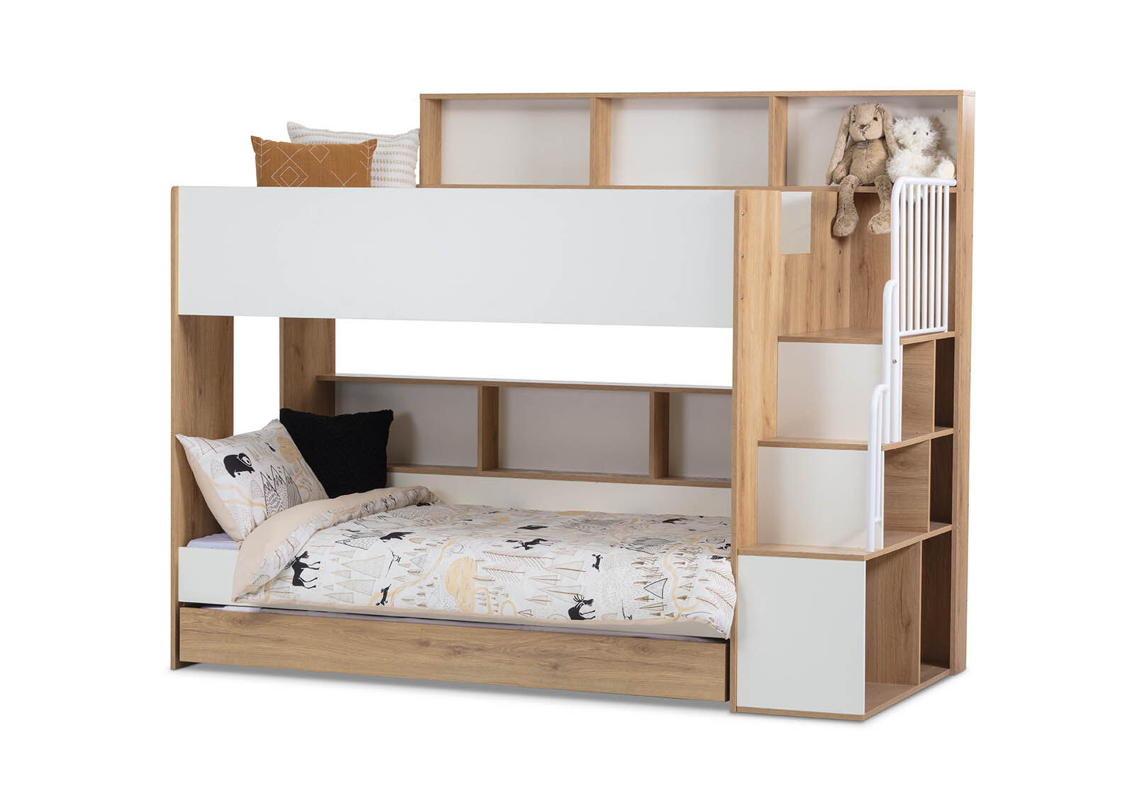 RYU DOUBLE BUNK BED WHITE/NATURAL