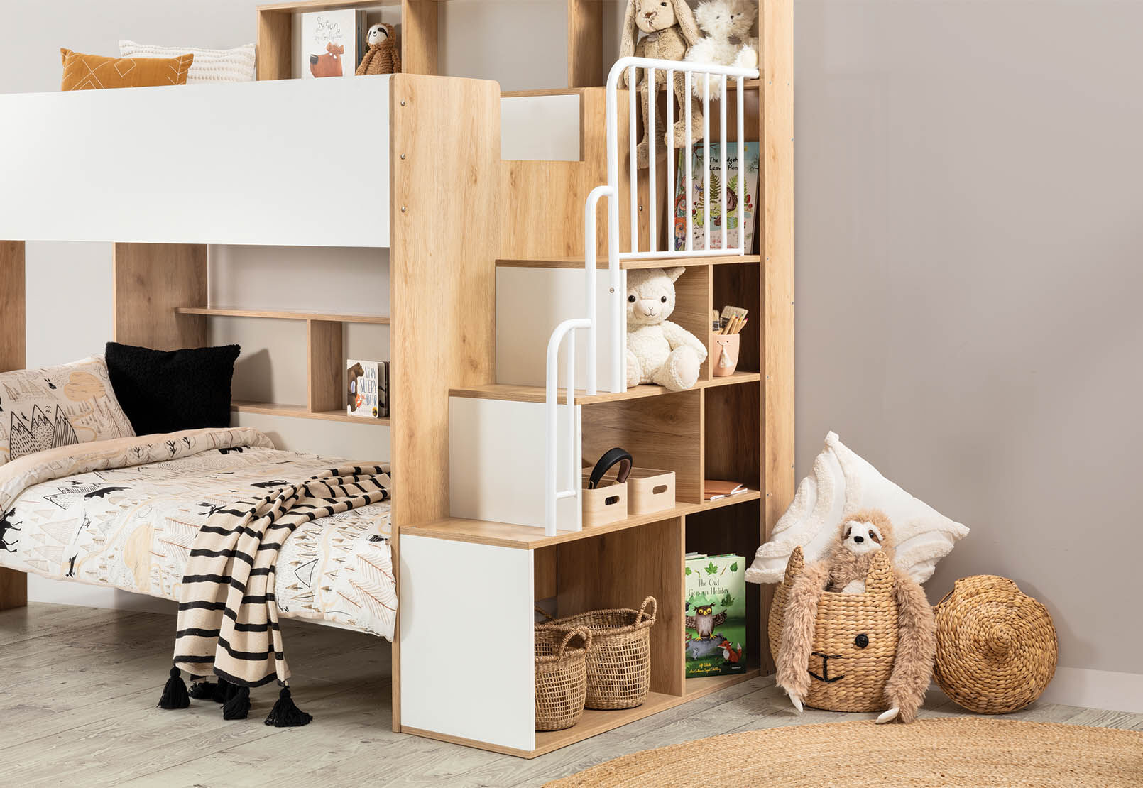 RYU DOUBLE BUNK BED WHITE/NATURAL