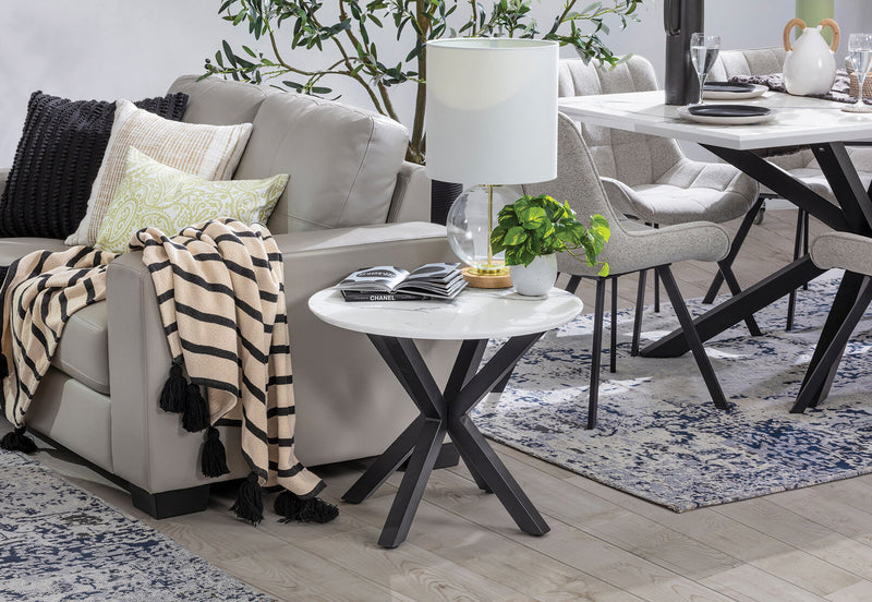 ARABELLA LAMP TABLE WHITE MARBLE