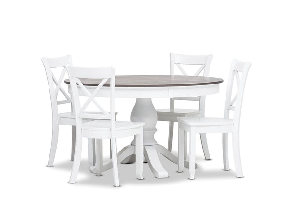 MARSEILLE MK2 5 PIECE DINING SUITE WITH CLOUDS DINING CHAIRS WHITE
