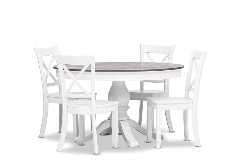 MARSEILLE MK2 5 PIECE DINING SUITE WITH CLOUDS DINING CHAIRS WHITE