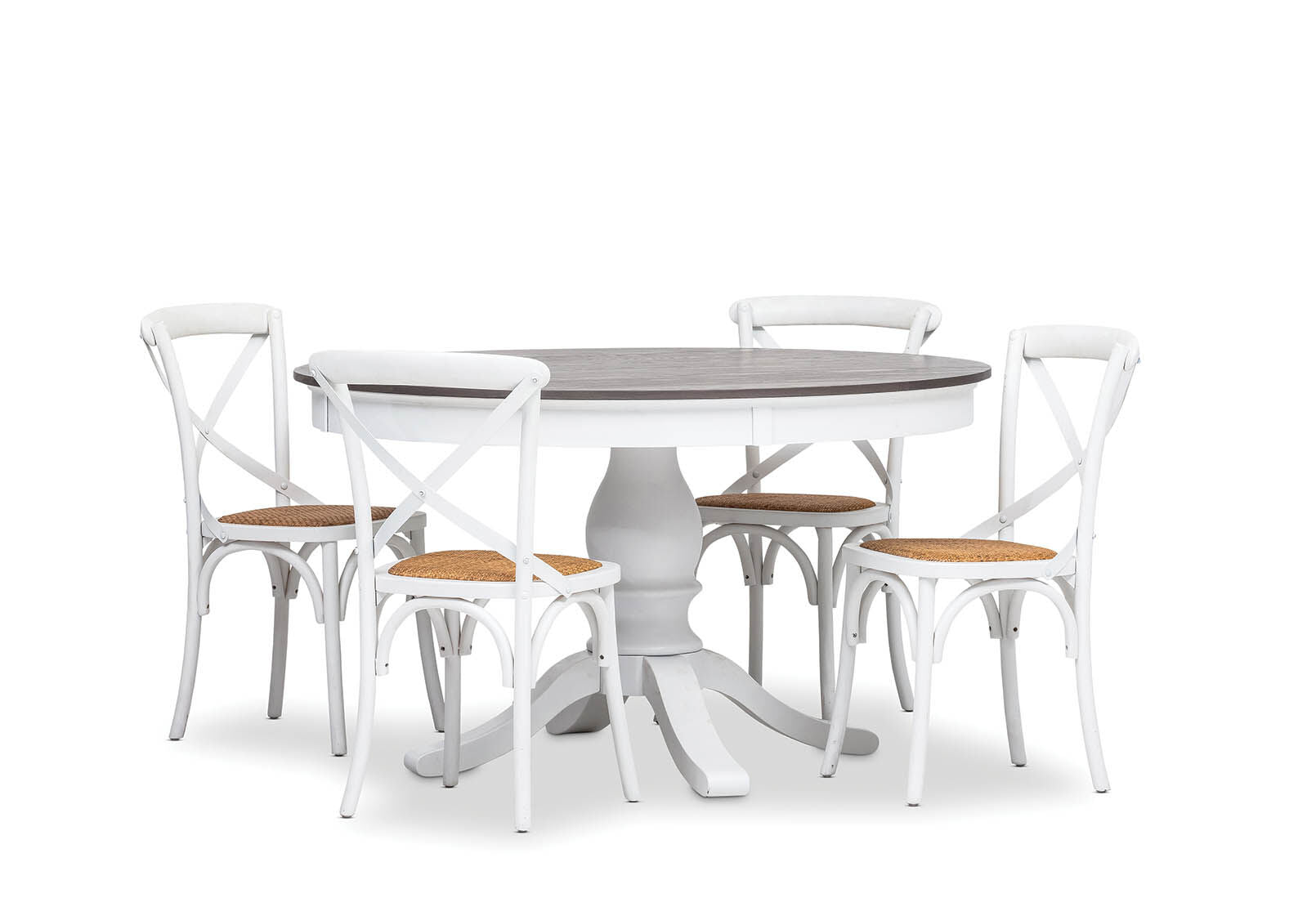 MARSEILLE 5 PIECE DINING SUITE WITH BORDEAUX DINING CHAIRS ANTIQUE WHITE