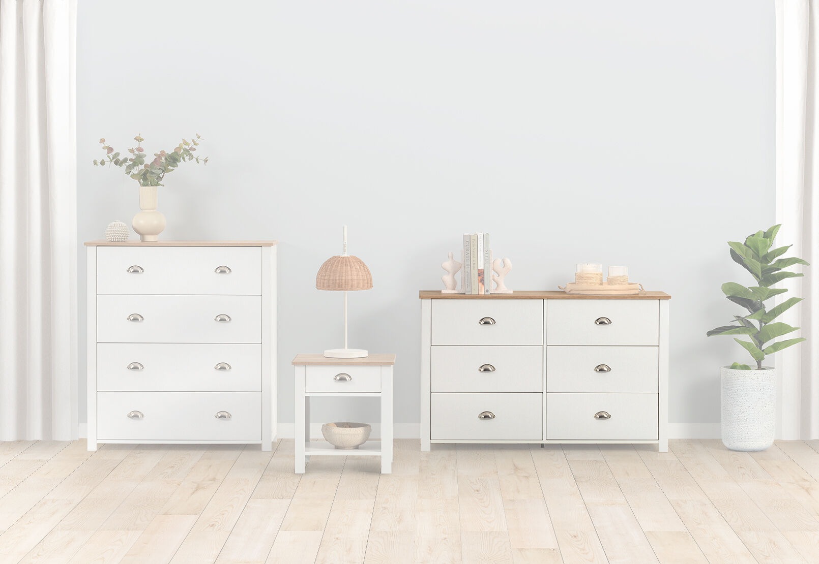 ADRIAN 6 DRAWER DRESSER. WHITE