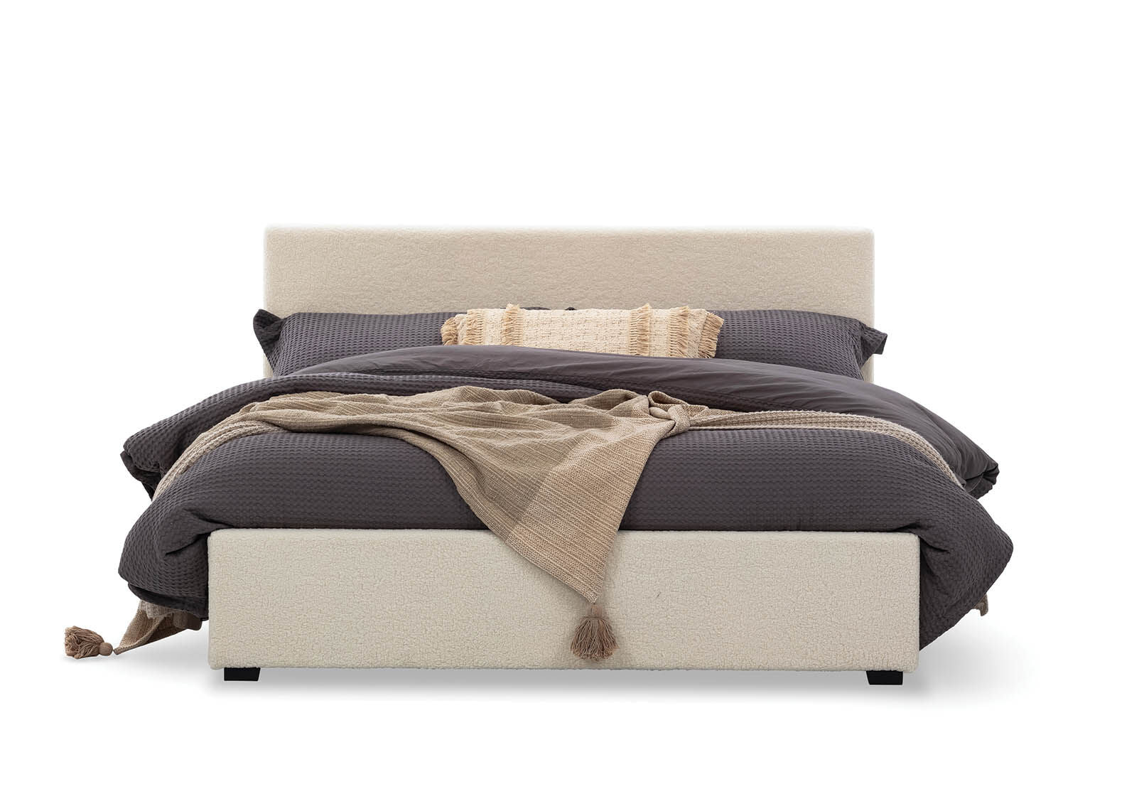 PAGOSA BOUCLE QUEEN LIFT BED WHITE